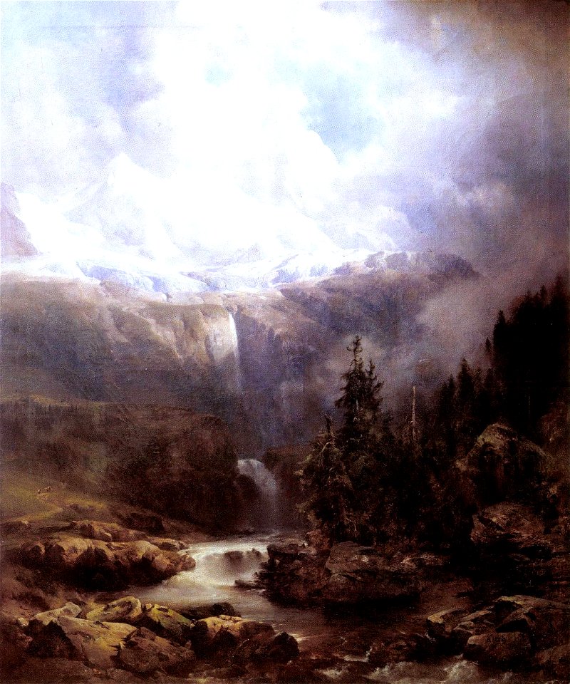 Kelety Landscape in the Tatra Mountains with Waterfall c. 1860