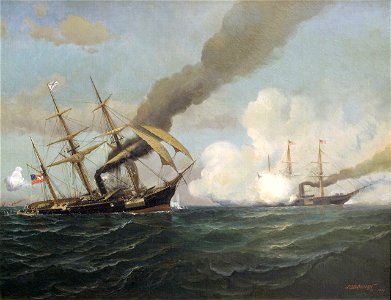 Kearsarge and Alabama (Civil War Naval Battle), by Julian O. Davidson