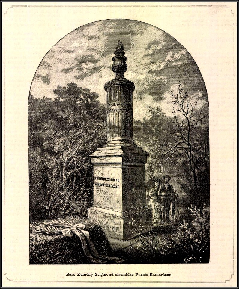 Kemény Zsigmond síremléke Pusztakamaráson. Mo. és a Nagyvilág, 1882