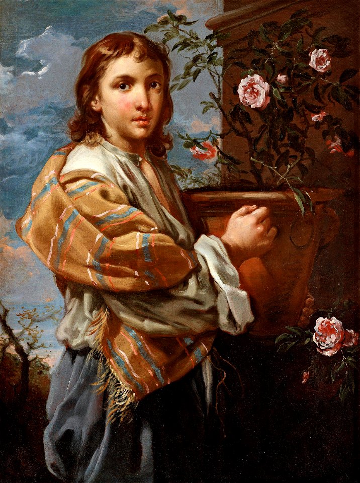 Bernhard Keil - A boy with a bowl of roses