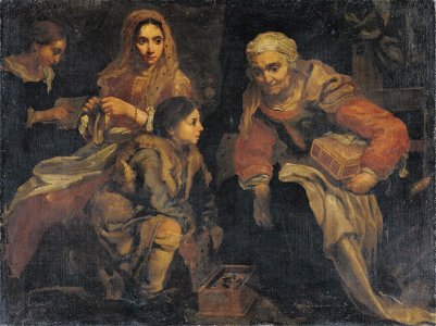 Monsù Bernardo - Interior scene with figures gathered around a brazier