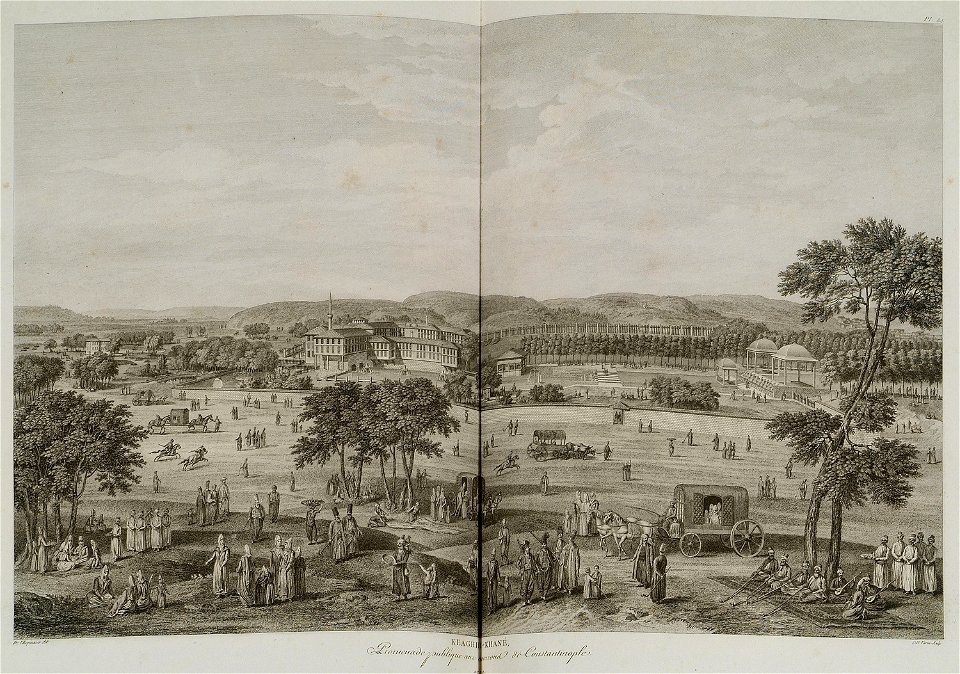 Keaghid-khané, promenade publique de Constantinople - D'ohsson Mouradgea - 1790