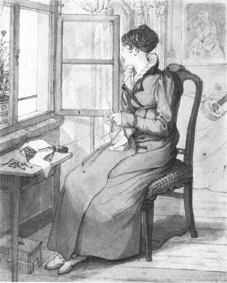 Kersting - Strickende Frau am Fenster
