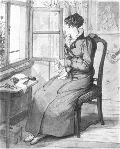 Kersting - Strickende Frau am Fenster