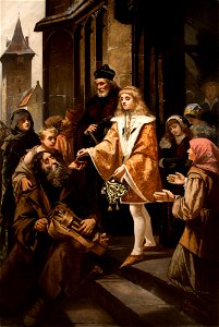 Kazimierz Mirecki - Saint Casimir Giving Alms - MNK II-a-160 - National Museum Kraków. Free illustration for personal and commercial use.