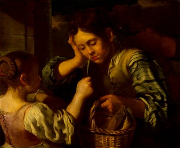 Girl Teasing a Boy attributed to Bernhard Keil Mauritshuis 825