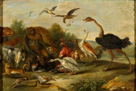 Battle between Owls and Quadrupeds (Jan van Kessel d.ä.) - Nationalmuseum - 17493