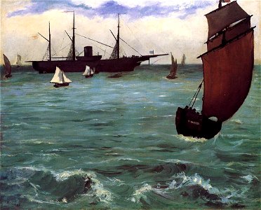Kearsarge at Bologne (1864) by Edouard Manet. Free illustration for personal and commercial use.