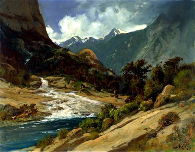 Hetch Hetchy Side Canyon, I, by William Keith, c1908. Free illustration for personal and commercial use.
