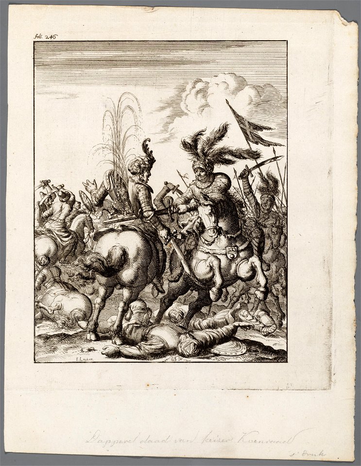 Keizer Koenraad III doorklieft in een ruitergevecht een Saraceen tot aan de gordel, objectnr A 41607
