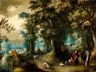 Waldinneres mit dem Heiligen Hubertus