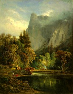 Yosemite, Sentinel Rock by William Keith, 1872. Free illustration for personal and commercial use.