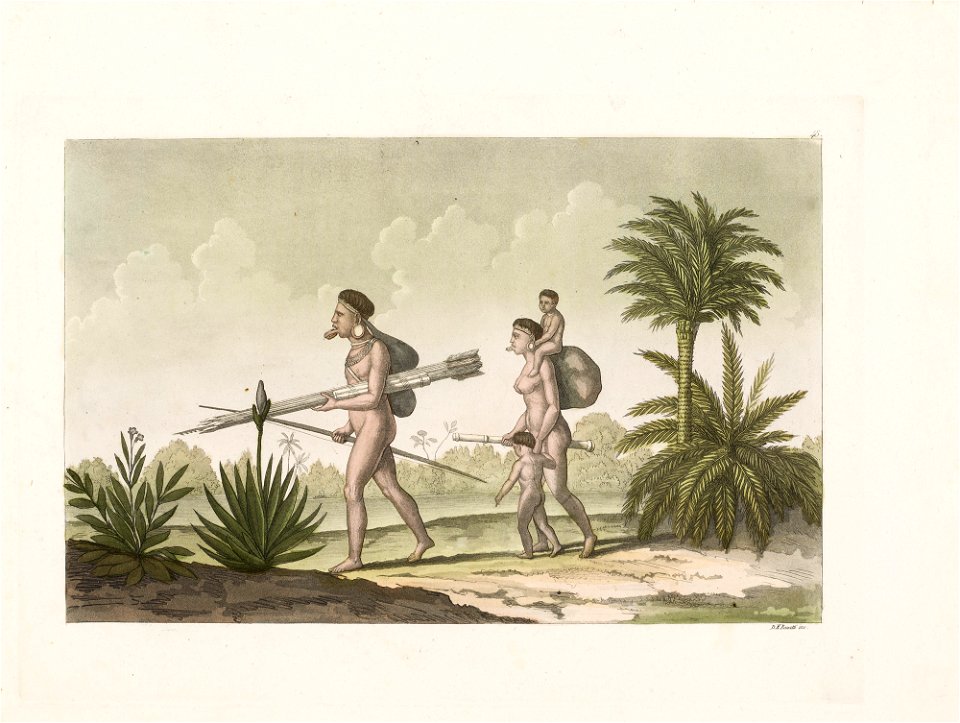 Kerenguatnuk capo de' Botocudos colla sua famiglia, da Coleção Brasiliana Iconográfica