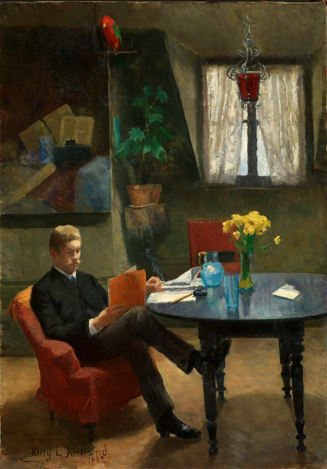 Kitty Kielland - Arne Garborg visiting the Artist's Studio in Paris - NG.M.04169 - National Museum of Art, Architecture and Design