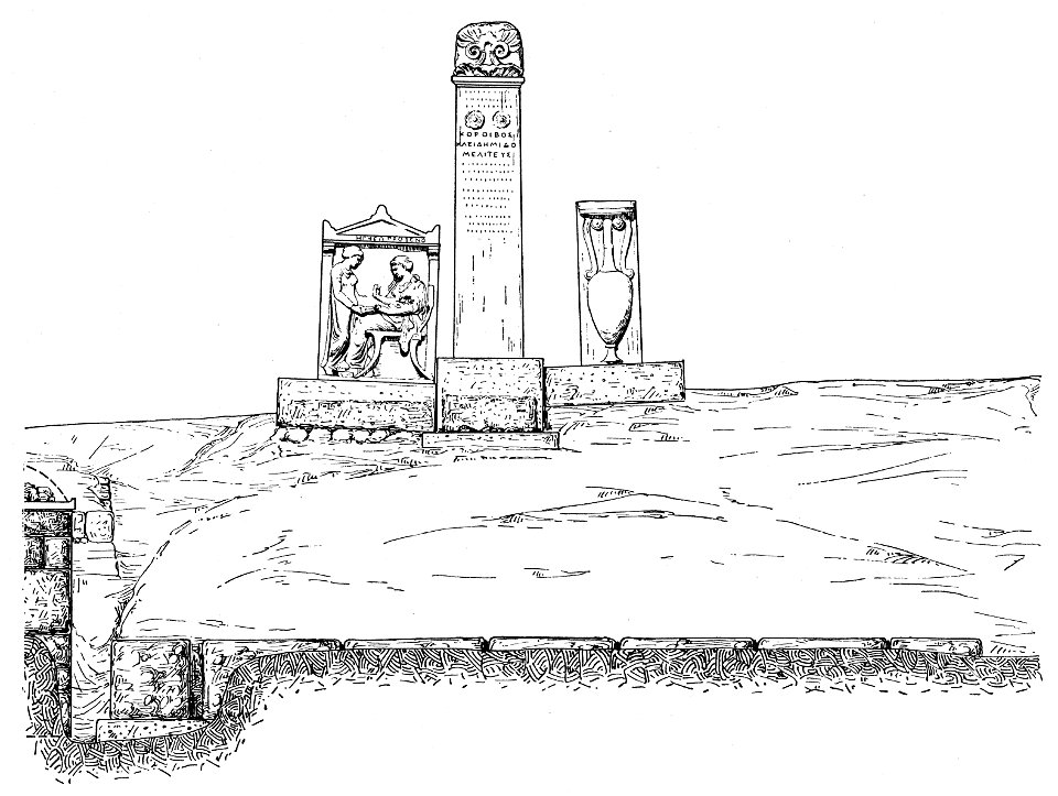 Kerameikos Grabbezirk des Koroibos von Melite Zeichnung (Der Friedhof am Eridanos, Abb. 66)