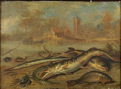 Jan van Kessel the Elder - Fish and landscape