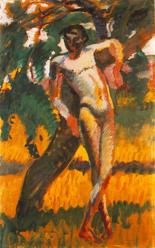 Kernstok Nude Boy Leaning against a Tree 1911