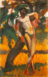 Kernstok Nude Boy Leaning against a Tree 1911