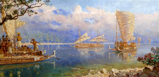 Kennett Watkins - The Legend of the Voyage to New Zealand - U-32 - Auckland Art Gallery