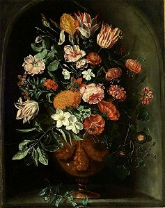 Kessel, Peter - A still life with tulips in a stone niche
