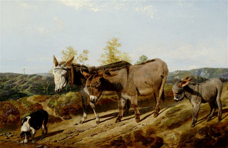 Friedrich Wilhelm Keyl - Donkeys on a moorland track (1855)