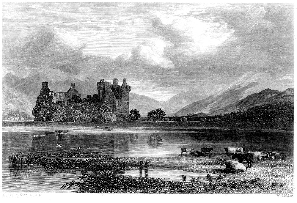 Kilchurn Castle engraving by William Miller after H McCulloch