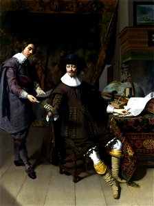 Thomas de Keyser - Portret van Constantijn Huygens en zijn secretaris. Free illustration for personal and commercial use.