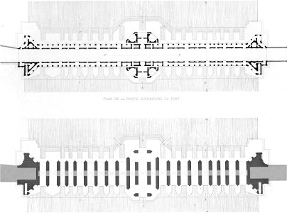 Khaju bridge, planes of the upper and lower portions by Pascal Coste. Free illustration for personal and commercial use.