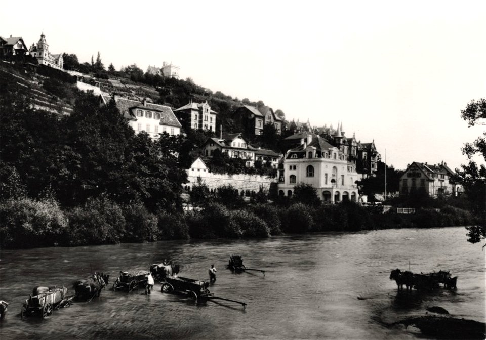 Kiesgewinnung unterhalb der Eberhardsbrücke 1901 (AK 541G185 Gebr. Metz)