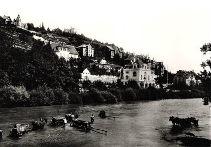 Kiesgewinnung unterhalb der Eberhardsbrücke 1901 (AK 541G185 Gebr. Metz)