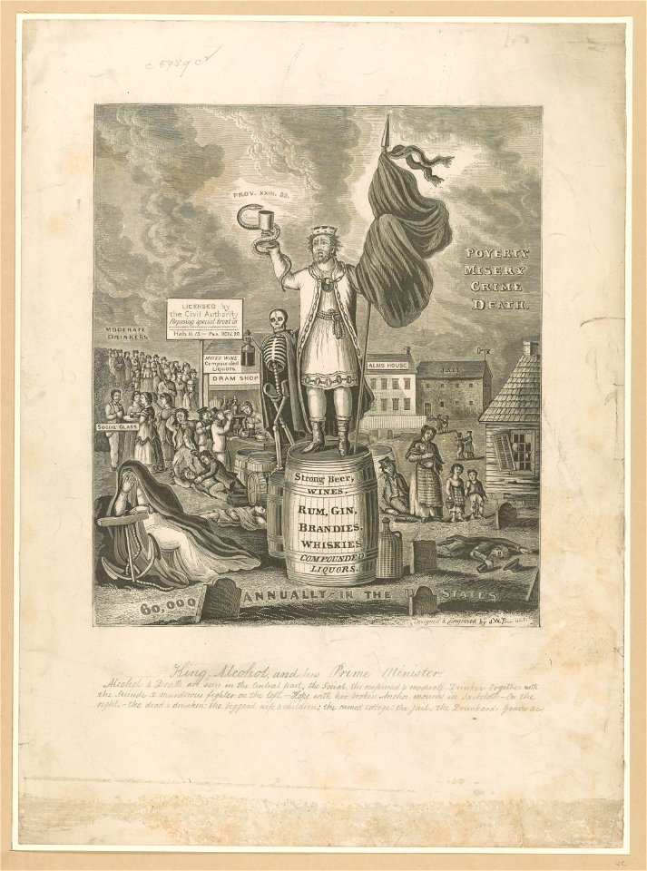 King Alcohol, and his Prime Minister - designed & engraved by J.W. Barber. LCCN96515826