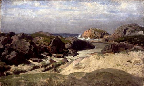 Kitty Kielland - View over the Sea from Ogna, Jæren - NG.M.00975 - National Museum of Art, Architecture and Design. Free illustration for personal and commercial use.