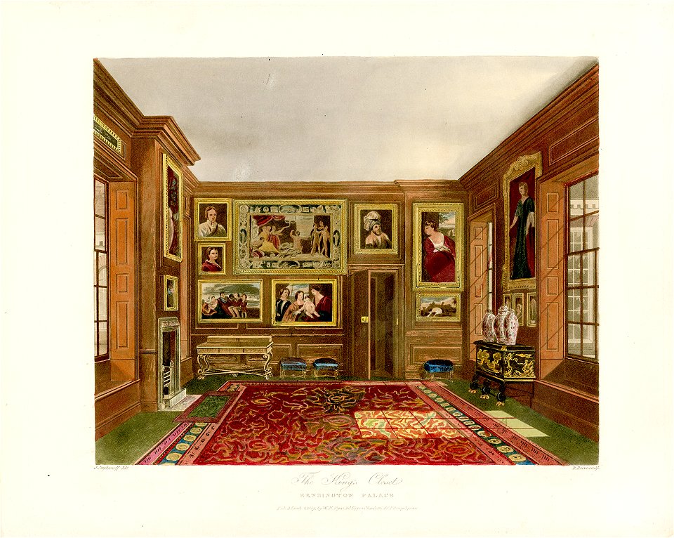 King's Closet, Kensington Palace, from Pyne's Royal Residences, 1819 - panteek pyn85-151