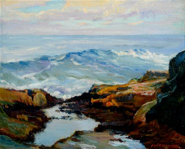 A Sunlit Coastal Scene by Edward Reynolds Kingsbury