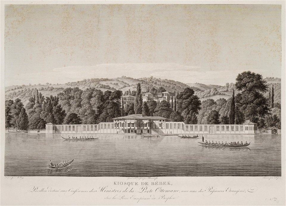 Kiosque de Bébek, pavillon destiné aux conférences des ministres de la Porte Ottoman, avec ceux des puissances etrang - Melling Antoine Ignace - 1819