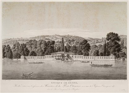 Kiosque de Bébek, pavillon destiné aux conférences des ministres de la Porte Ottoman, avec ceux des puissances etrang - Melling Antoine Ignace - 1819