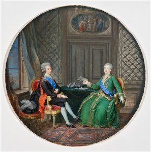 King Gustavus III and Catherine II of Russia in Fredrikshamn 1783 (Cornelius Höyer) - Nationalmuseum - 23951