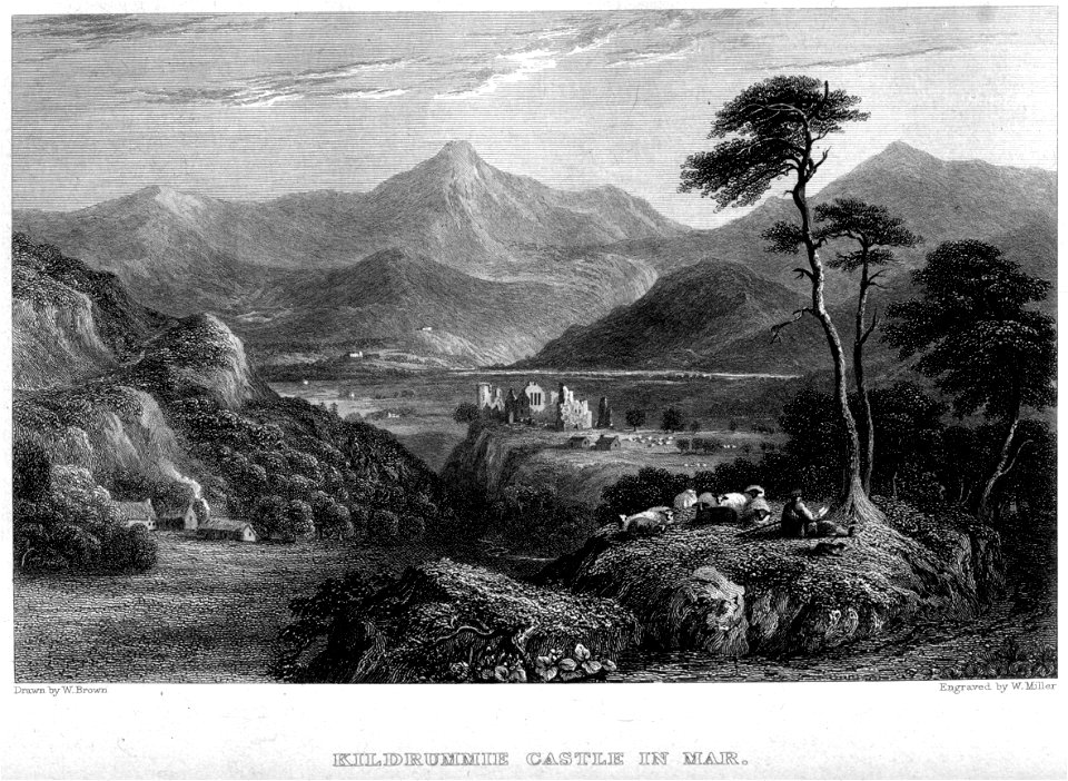 Kildrummie Castle in Mar engraving by William Miller after W Brown