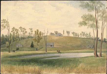 Kilkoy, the cattle station of Mr Atherton, Co. of March, N.S.W., 1852, watercolour by James Gay Sawkins