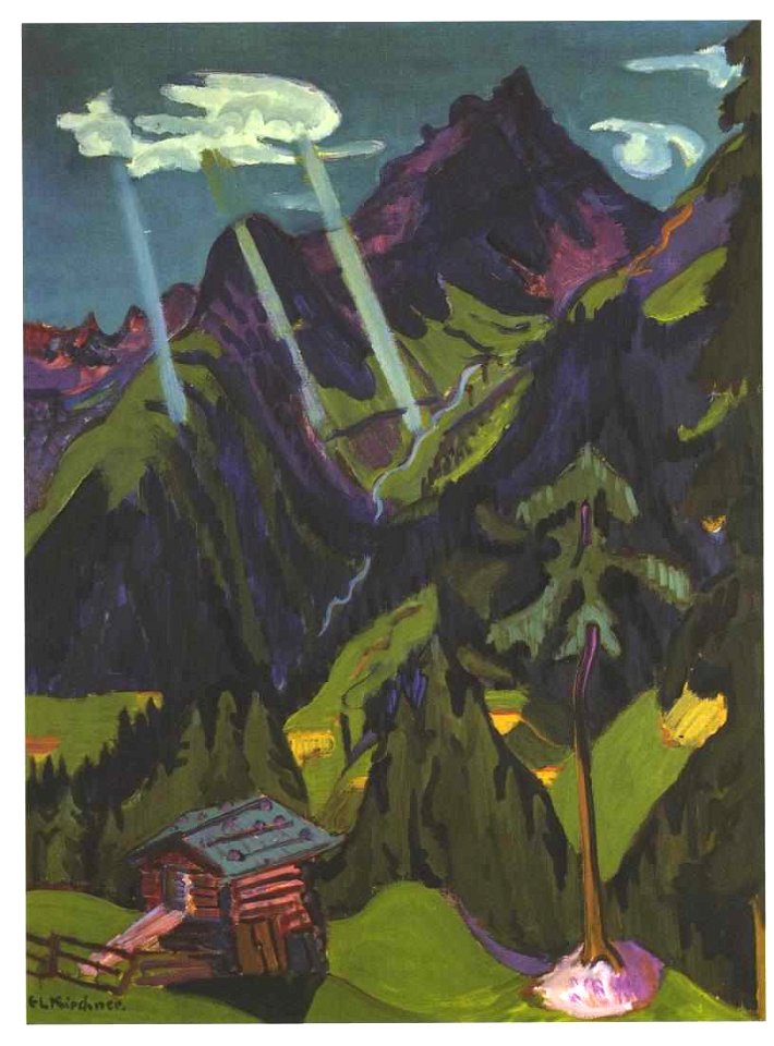 Kirchner - Bündner Landschaft mit Sonnenstrahlen