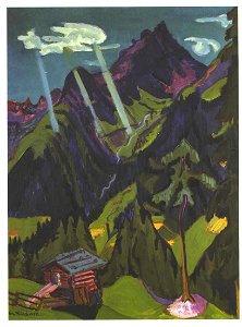 Kirchner - Bündner Landschaft mit Sonnenstrahlen