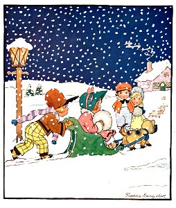 Kinderen in de sneeuw met een ar - Freddie Langeler
