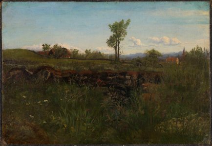 Kitty Kielland - Landscape Study from the Environs of Carlsruhe - NG.M.00528c - National Museum of Art, Architecture and Design. Free illustration for personal and commercial use.