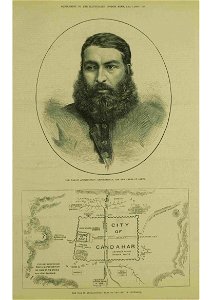 King Abdur Rahman Khan and map of Kandahar