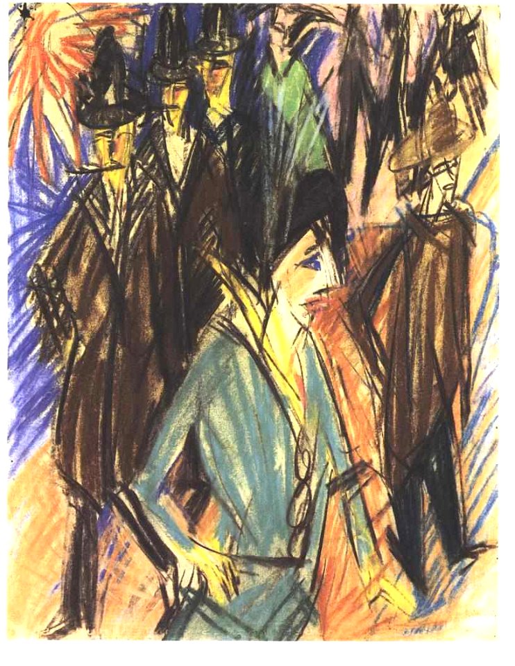 Kirchner - Straßenszene mit grüner Cocotte
