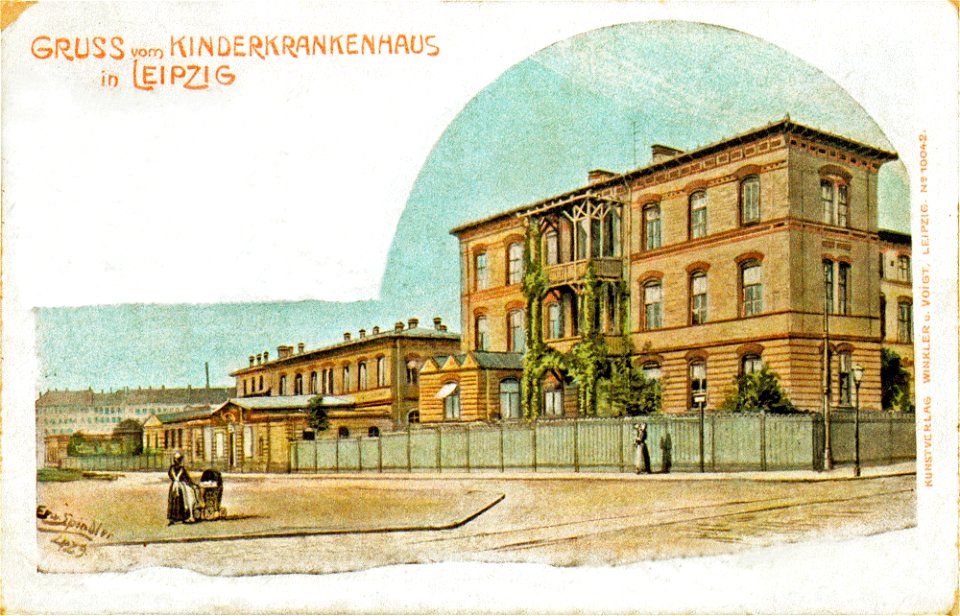 Kinderkrankenhaus Leipzig Postkarte