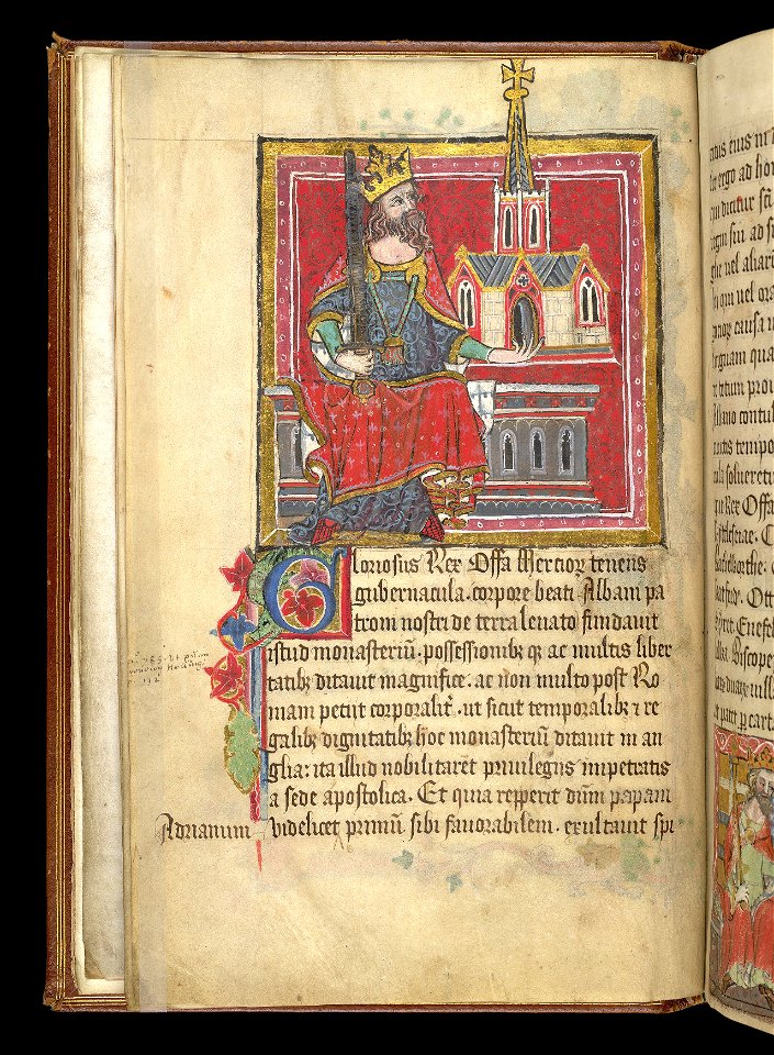 King Offa, In Catalogue Of the Benefactors Of St. Albans Abbey - BL Cotton Nero D VII f3v