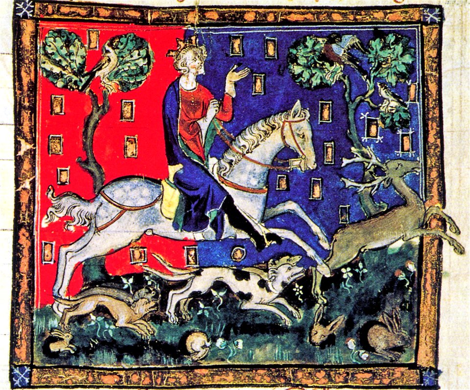 King John, Hunting with Hounds, De Rege Johanne, 1300-1400 (26101230351)