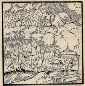 King Indra at fire of Khandava
