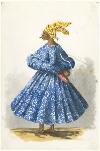 KITLV - 36A231 - Borret, Arnoldus - Kotomisi with orange twig - Water colour - Circa 1880
